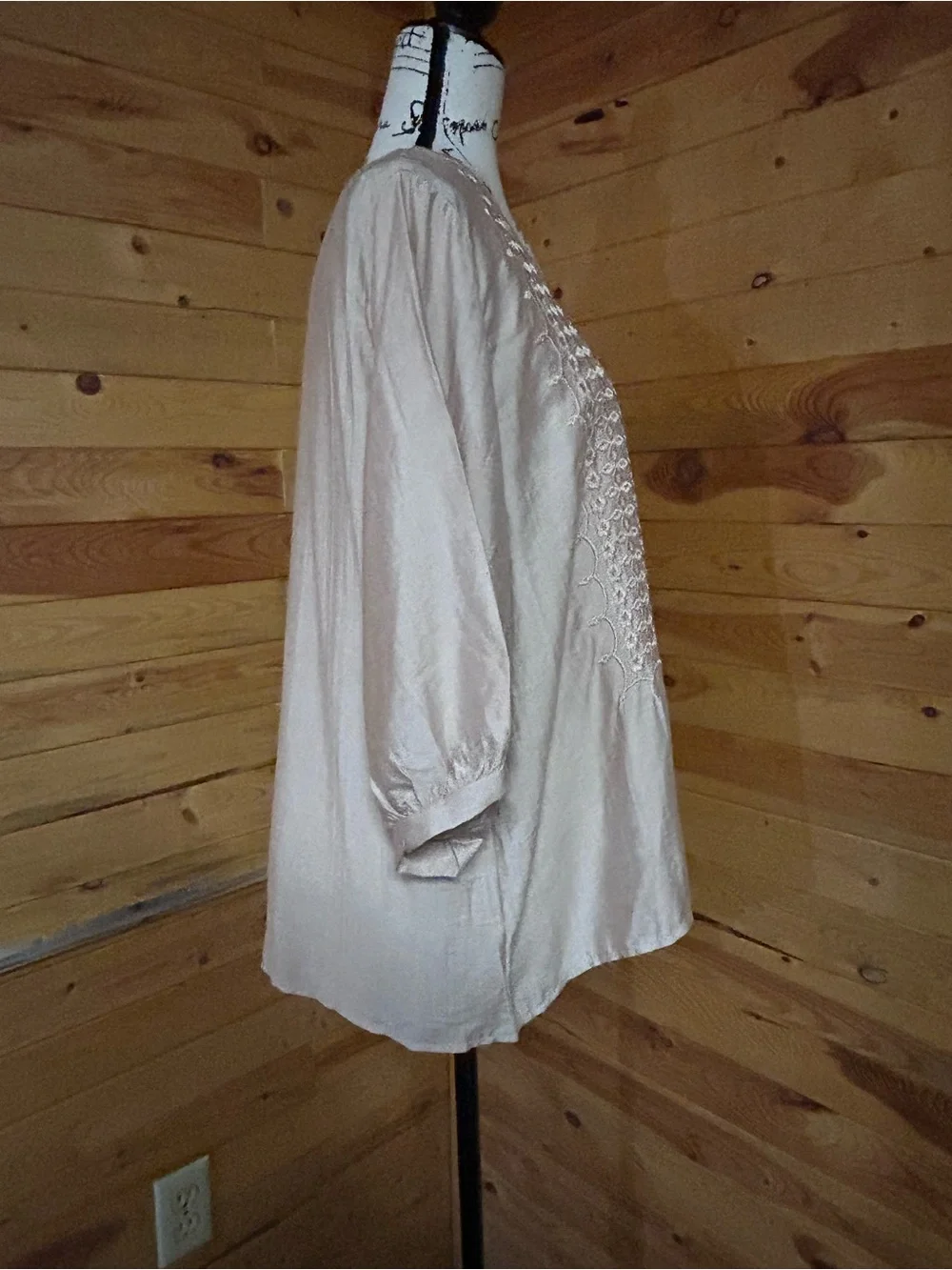 Boho Embroidered Peasant Top - Light Blush - Picture 5 of 10
